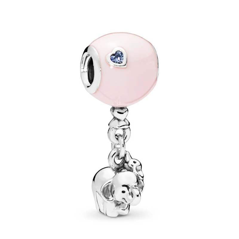 2 шт./лот Подвески с воздушным шаром и слоном, подходят для браслетов Pandora, ожерелья для изготовления ювелирных изделий, аксессуары для ювелирных изделий - Окраска металла: Pink