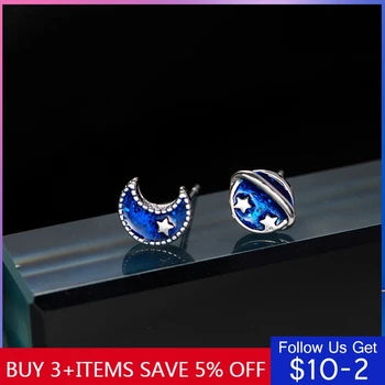 

CodeMonkey Blue Planet Moon 925 Sterling Silver Earrings For Women 2019 New Design Silver Earrings Fashion Jewelry E647