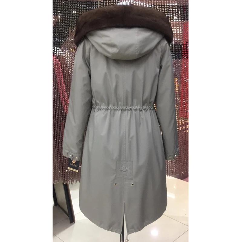 Женская зимняя парка, пальто, куртка, воротник из норки, съемная подкладка из меха кролика, длина 104 см, качественная ткань 82091
