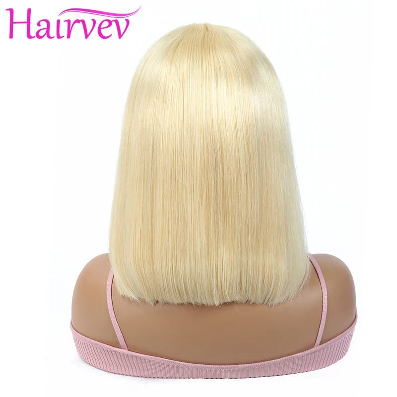 Hairvev 1B 613 13*4 парики из натуральных волос на кружеве Remy 150% плотность бразильский 613 блонд короткий парик из натуральных волос для черных женщин