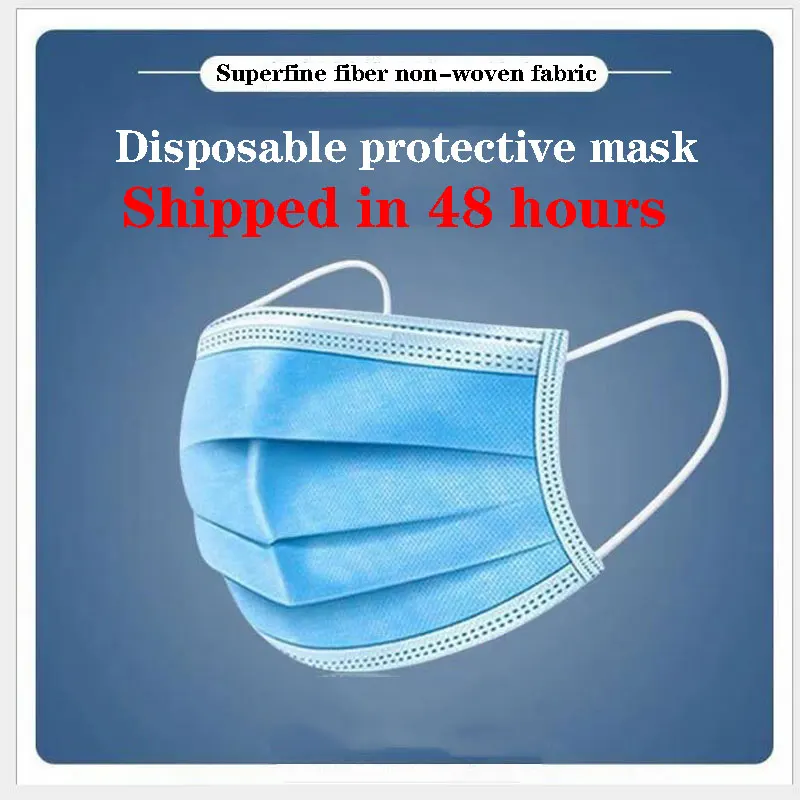 

10pcs 3-layer blue activated bamboo charcoal masks Disposable Protective Mask to prevent formaldehyde odor and bacteria