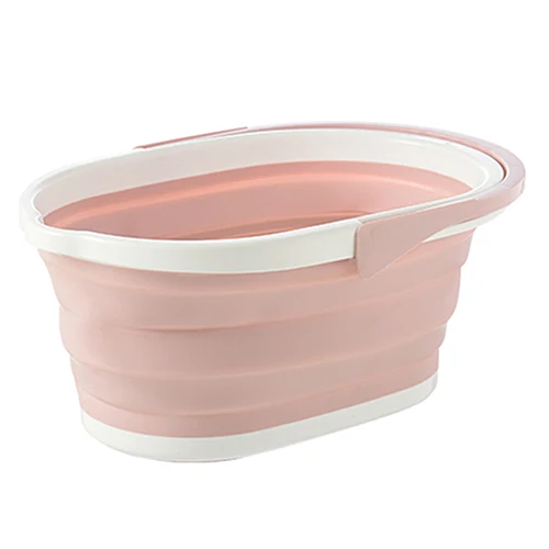 Pink folding bucket Складное мусорное ведро Автомойка открытый рыболовный умывальник для ванной комнаты кухонные принадлежности для мытья - Цвет: Pink folding bucket