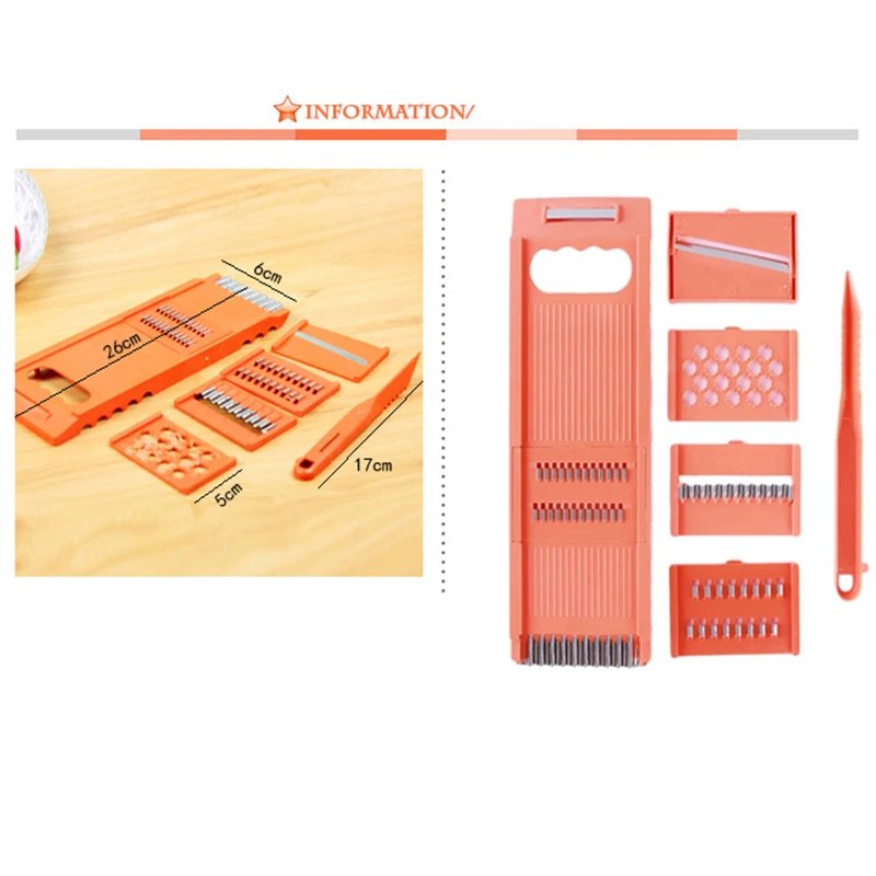 7pcs/set Vegetable Fruit Potato Mandoline Slicer Peeler Dicer Cutter Chopper Grater Vegetable Cutter Kitchen Accessories Tools
