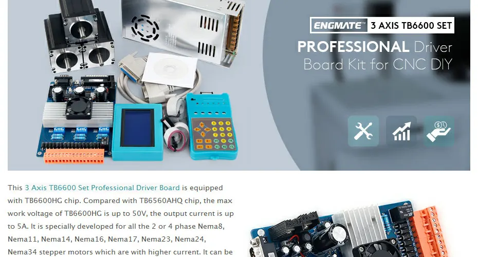 SAVEBASE 3 оси ЧПУ комплект с TB6600 3 оси набор Профессиональная версия драйвер платы Nema23 389oz-in шаговые двигатели 24 В 15A PSU