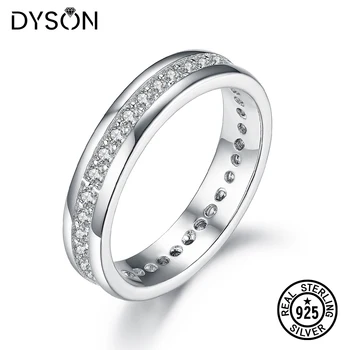 

Dyson 925 Sterling Silver Rings For Women Channel Clear Zirconia Wedding Bridal Band Rings Engagement Anniversary Fine Jewelry