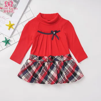 

HIPAC Girls Dress Kids Dresses for Girl Toddler Children Winter Clothes Baby Elegant Plaid Skirt Knitted Clothing Dow Gown