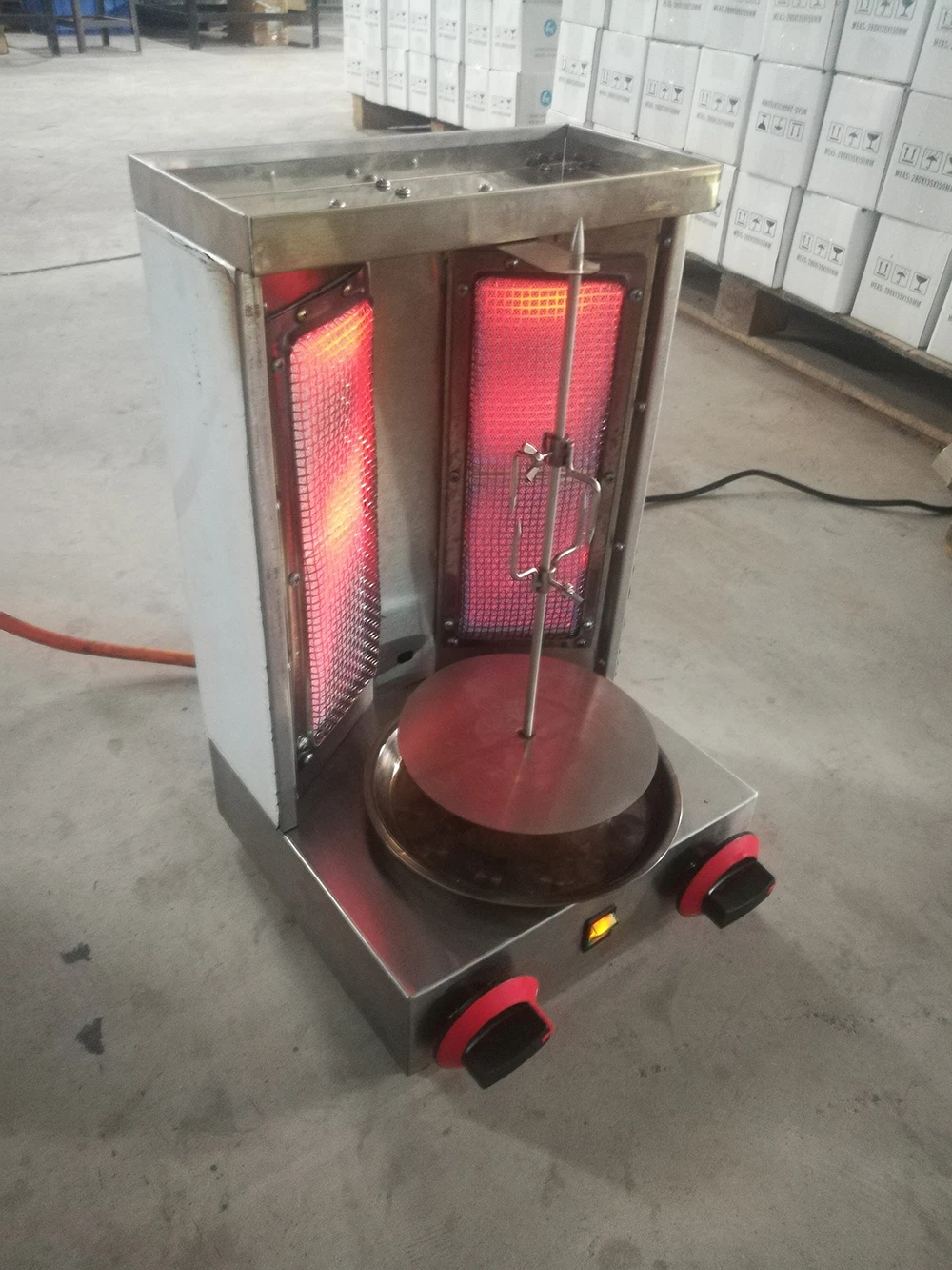 110v 220v Gas Kebab Shawarma Electric Heating BBQ Lamb Griddle Vertical Meat Roaster Baking Oven Machine 6