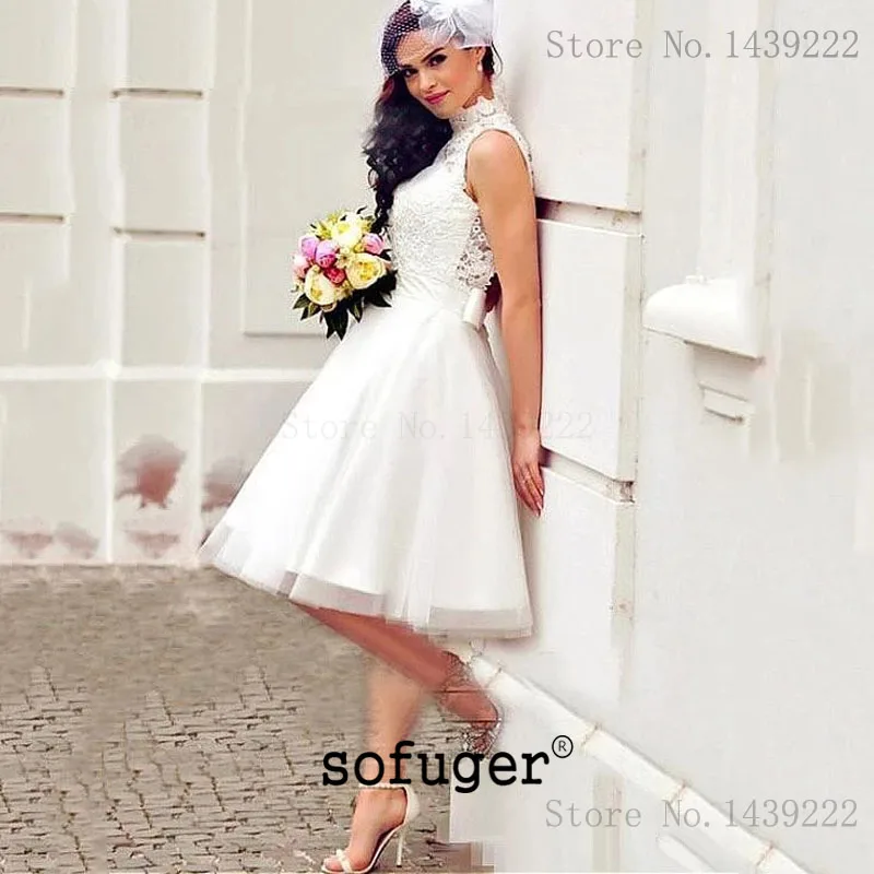 Короткие аппликации белого цвета/цвета слоновой кости Холтер Свадебные платья