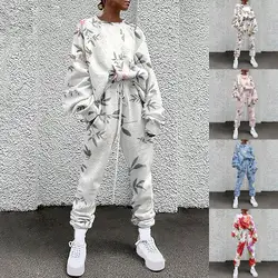 Ensemble chemisier et pantalon de sport, vêtements de sport, teinture par nouage, pull à manches longues, pantalon de jogging, survêtement ample, 1 ensemble 