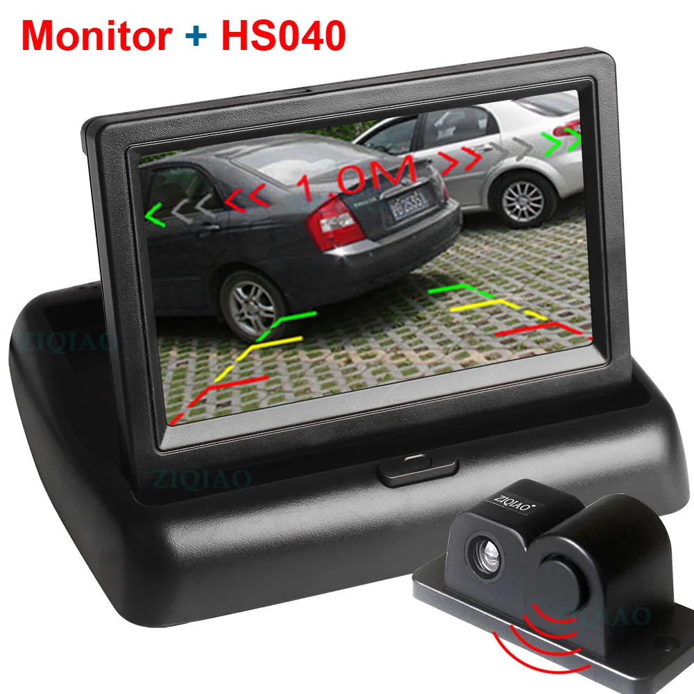 ZIQIAO 4,3 ''Складной автомобильный монитор TFT lcd дисплей камера s камера заднего вида сенсор радар система парковки автомобиля заднего вида Мониторы - Цвет: P03-HS040