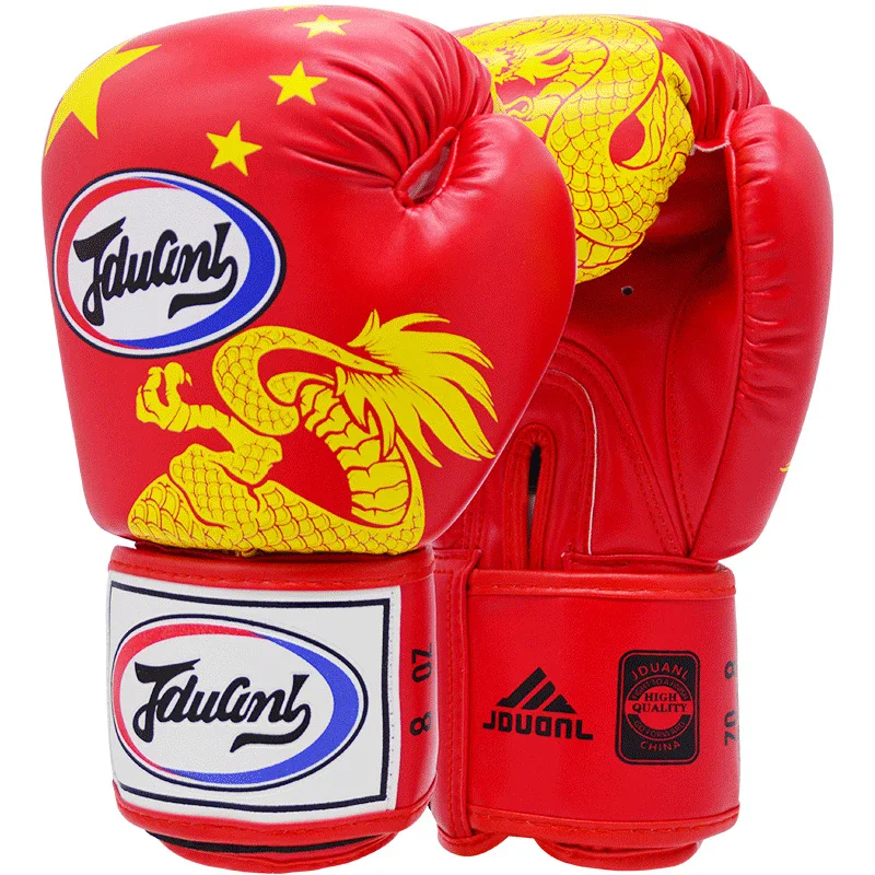 

JDUanL Red Chinese Dragon Children Adult Boxing Gloves Thick Taekwondo Fighting Muay Thai Free Combat Gloves