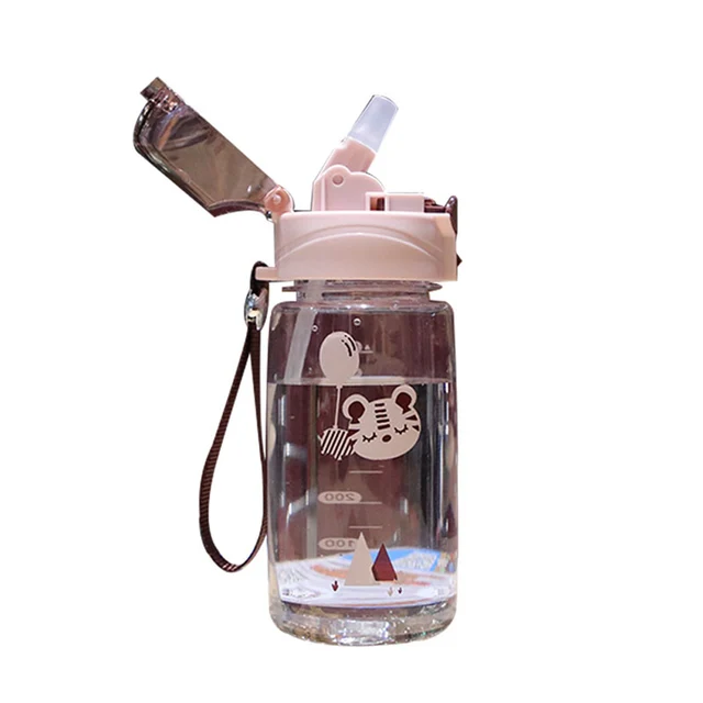 Vikakiooze Water Bottle for Kids with Two Straws Dual Use Large Capacity  Leakproof Water Jug with Shoulder Strap for Outdoor Cute Frog Bottle  Creative Kettle for Children,Home Clearance 