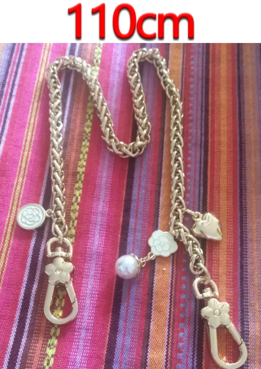 DIY аксессуары 40 см-150 см Замена золотой металлической цепью лямки для небольших сумок, сумки 8 мм сумка ручки сумки ремни - Цвет: 110cm Gold