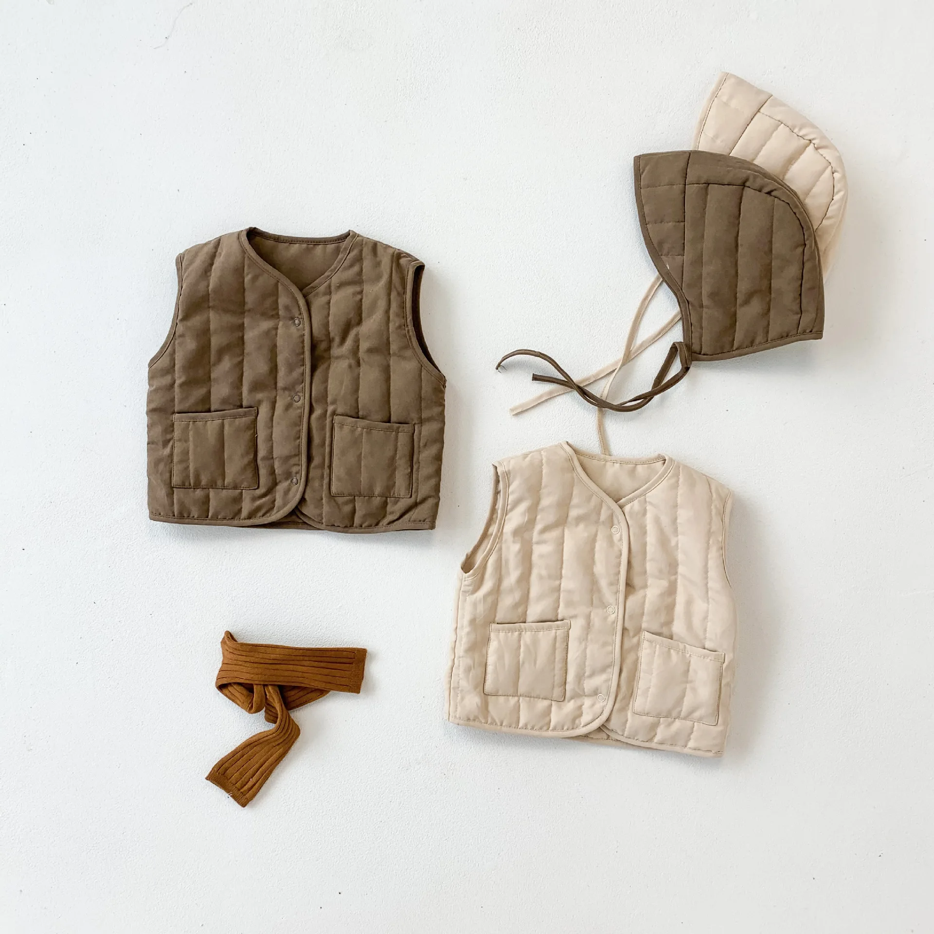 Korean Style Winter Newborn Baby Cotton-padded Vest Hooded Warm Sleeveless Coats Infants Clothes Toddlers Kids Waistcoats children vest