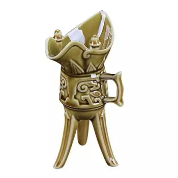 

White wine cup retro Chinese wine liqueur glass home ceramic creative high foot large yellow wine glass