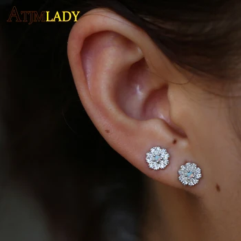 

new Shiny cute Flower Earring Hot cz Crystal Earring For girl minimal delicate Elegant Stud Earring 100% 925 silver Fine Jewelry