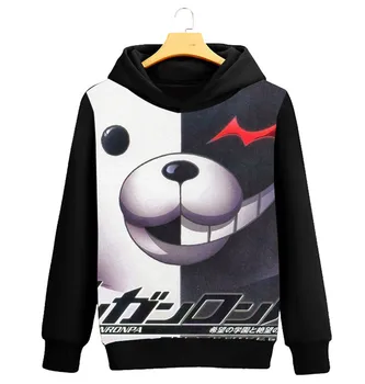 

cosplay Anime Danganronpa V3: Killing Harmony monokuma costume Unisex Black Hooded Sweatshirt Casual Jacket Sweatshirt Top