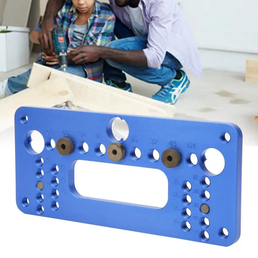 

08610A Type Woodworking Jig Hole Opener Puncher Blue Aluminum Alloy Locator With Screwdriver