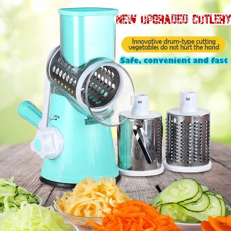 

Multifunction Vegetable Chopper Spiralizers Manual Graters with 3 Interchangeable Ultra Sharp Cylinders Stainless Steel Blades