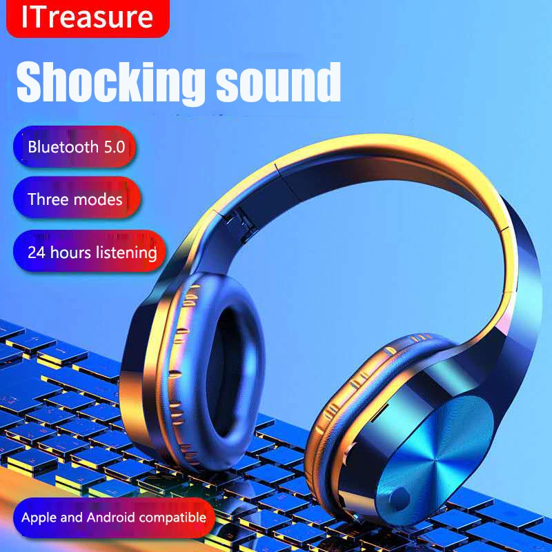 Cool head mounted binaural Bluetooth headset HiFi stereo surround sound large capacity battery soft and comfortable earmuffs