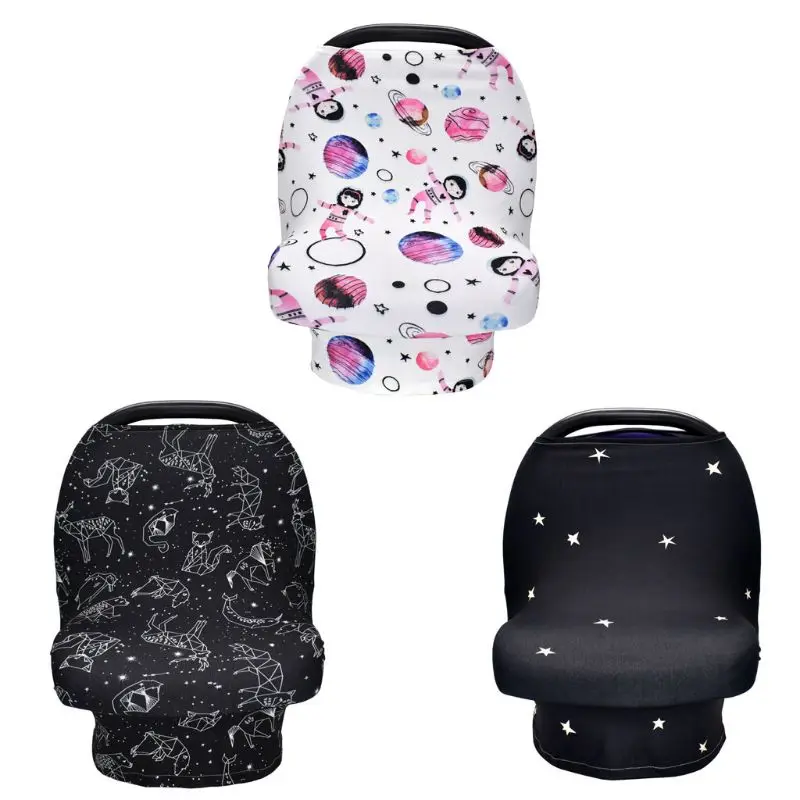 4-in-1 Multi-use Baby Stretchy Cover Car Seat Canopy/Nursing Cover/Shopping Cart Cover/Infinity Scarf Perfect Gift for Baby #905