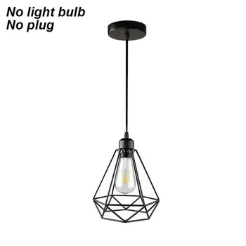 

Modern Industrial Vintage Cage Pendant Light Iron Art Diamond Pyramid Wrought Ceiling Lamp For E27 Bulbs Home Decor Chandelier