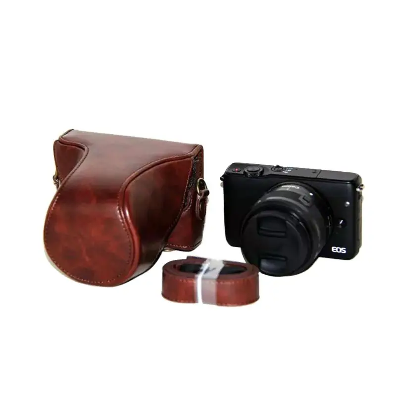 

PU Leather Camera Shoulder Bag Protective Carrying Case Cover for Canon EOS M10 M100 15-45MM Camera Accessories