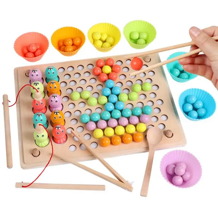 Детские Монтессори Деревянные игрушки ручной Тренировки Мозга клип бусины головоломка доска математическая игра Детские Ранние развивающие игрушки для детей GYH