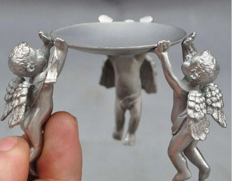 812+++++decoration Tibet copper silver Chinese love god Cupid angel boy Candlesticks Menorah Plate Candle Holder | Дом и сад