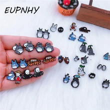 EUPNHY, 1 пара, Мой сосед Тоторо, Унесенные призраками, эмалированные серьги-гвоздики для женщин и девушек, гипоаллергенные серьги, ювелирные изделия