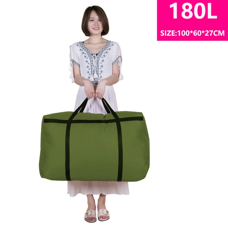 Большая вместительная холщовая переносная сумка для хранения багажа, очень большая мужская дорожная сумка, большая сумка - Цвет: ArmyGreen 180L