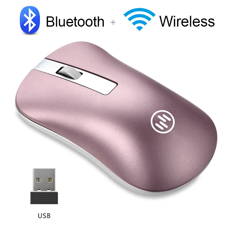 Wireless Mouse Bluetooth Computer Mouse Gamer Silent Mouse Rechargeable Ergonomic Mice Wireless Type C USB Adapter For PC Laptop - Цвет: Pink Bluetooth