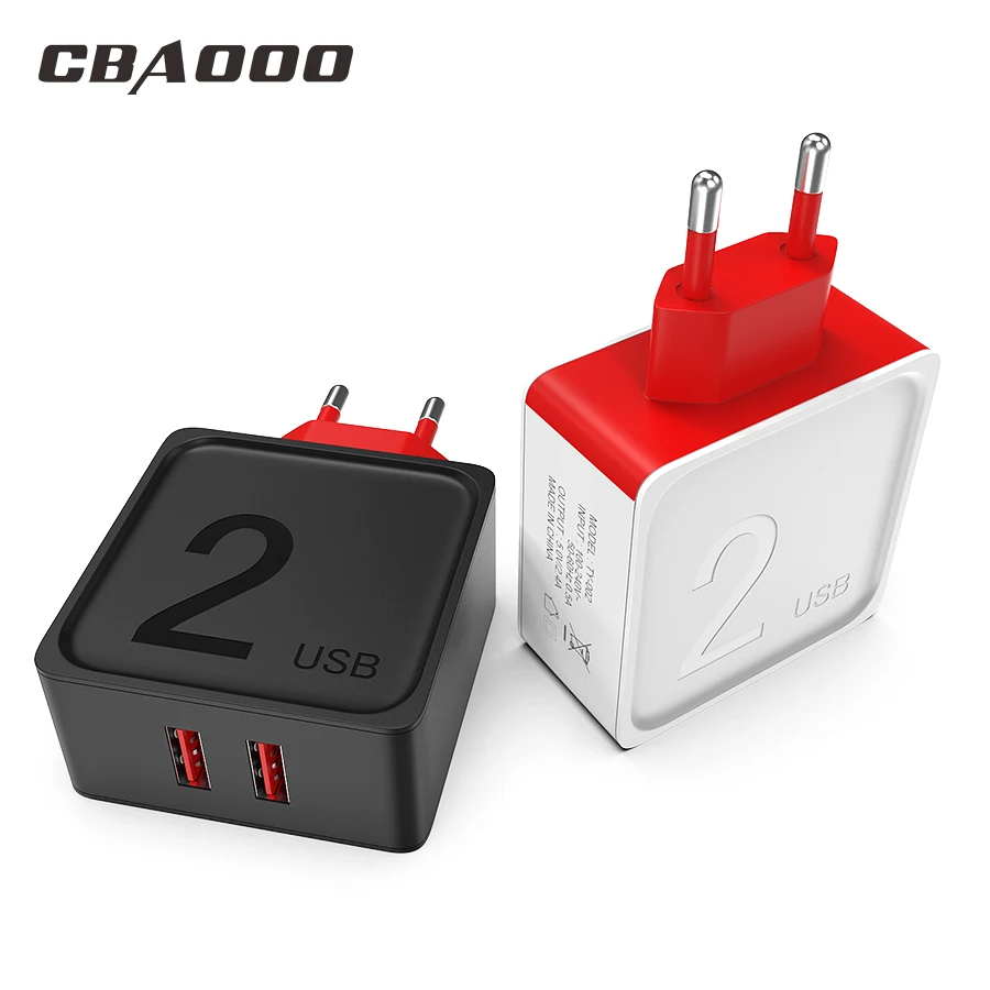 

CBAOOO EU USB Charger For iphone Charger Double USB 5V 2.4A Fast Charging Wall Charger For iPhone Samsung Xiaomi Max Charge