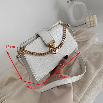 

Elegant Female Mini Tote bag 2020 New Quality Leather Women's Designer Handbag Crocodile pattern Chain Shoulder Messenger Bag