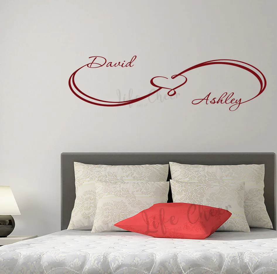 Pegatinas de pared de amor infinito con nombres personalizados