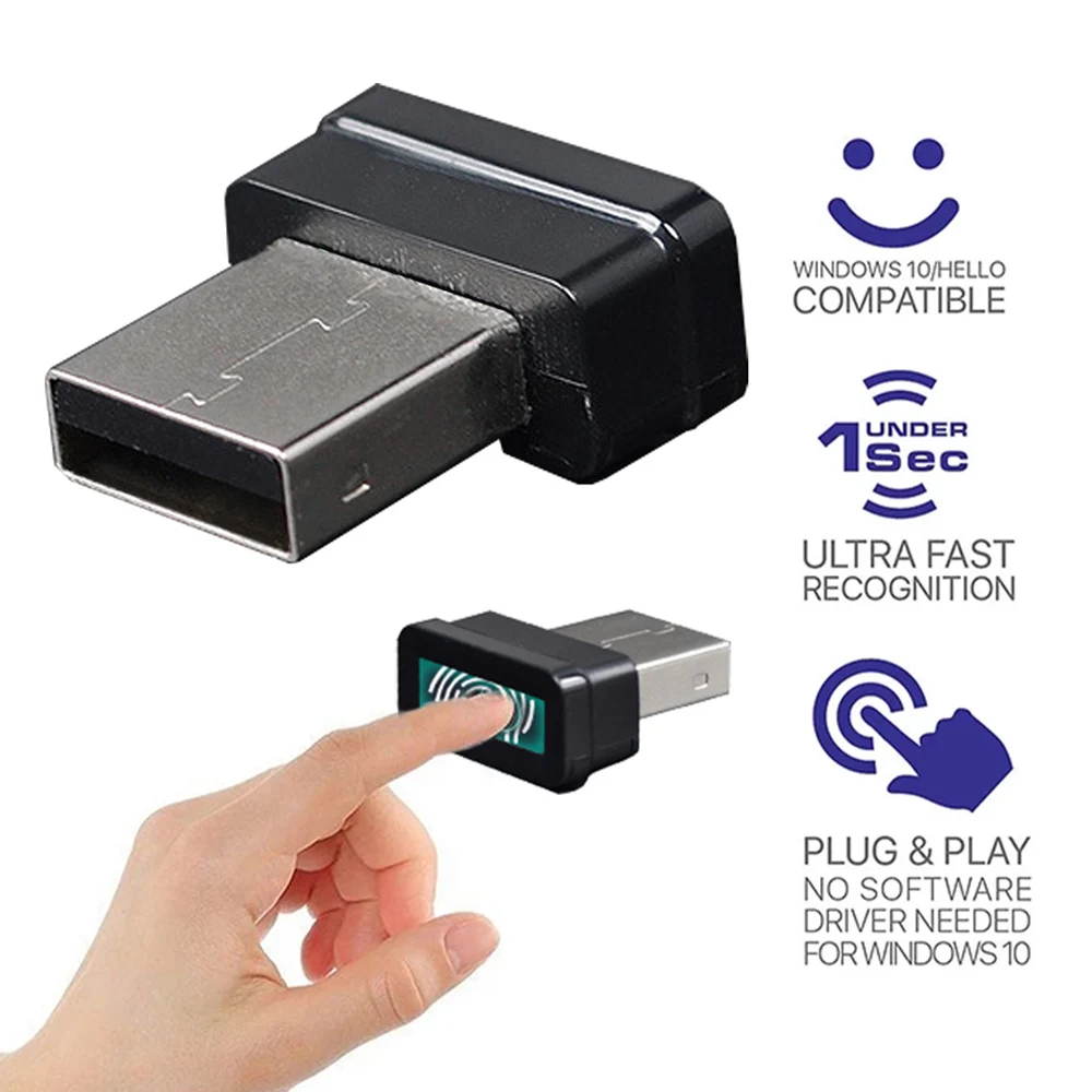 USB Fingerprint Reader Module for Windows 7、8、10 、11 Hello, Biometric Scanner padlock for Laptops & PC