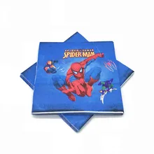 20 шт./лот, вечерние бумажные салфетки с изображением Человека-паука, украшения для дня рождения, вечеринки для детей