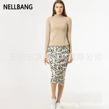 Осенью и зимой, с леопардовым принтом, шерстяная юбка сплит-вязаные юбки Европа и США хип шаг юбка с юбкой на осень-зиму, с Бо