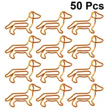 Lot de 50 pinces à papier Dachshund dorées, dessin animé, personnalisation créative, en or, de forme spéciale (Orange)