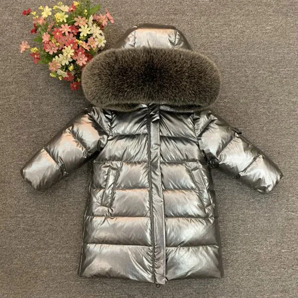 Зима ; детский утепленный длинный пуховик; пальто для мальчиков и девочек; воротник из лисьего меха; для детей 2-12 лет - Цвет: liang mian