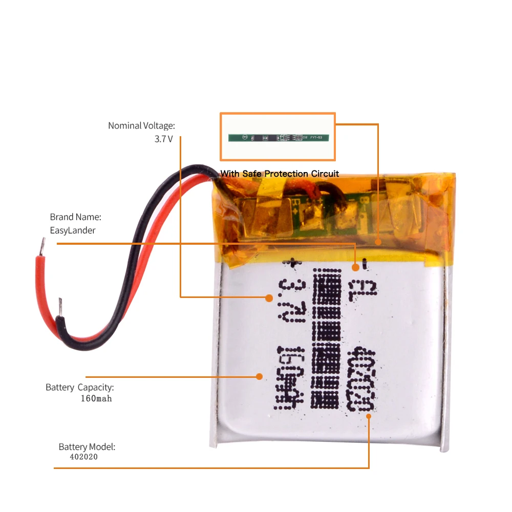 402020 3,7 V 160mAh литий-полимерный аккумулятор 3,7 v для mp3 гарнитура и динамики с Bluetooth DVR маленькие игрушки умные часы наушники 042020