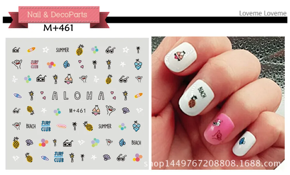 M+ 443-471 стиль Японский Корейский водяная маркировка клейкая бумага фрукты наклейки для ногтей мультфильм надписи наклейки для ногтей