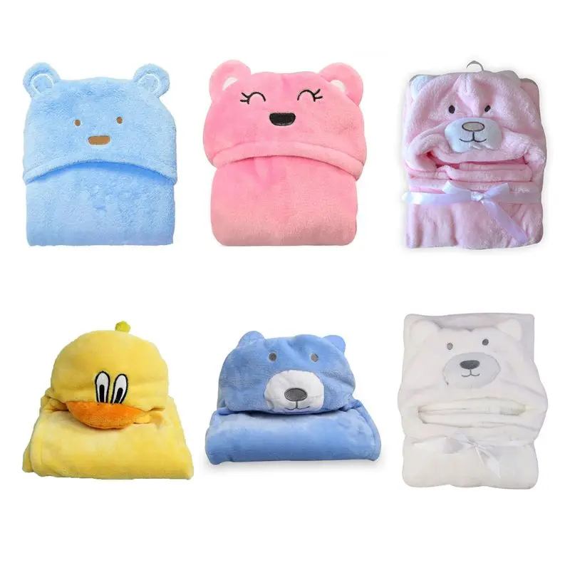 

Newborn Baby Infant Soft Flannel Hooded Blanket Bath Towel Kids Animal Bathrobe