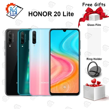Перейти на Алиэкспресс и купить Оригинальный Honor 20 Lite мобильный телефон 6,3 дюйма 4 Гб + 64 Гб Kirin 710F Восьмиядерный Android 9,0 48.0MP смартфон с отпечатком пальца