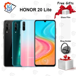Оригинальный Honor 20 Lite мобильный телефон 6,3 дюйма 4 Гб + 64 Гб Kirin 710F Восьмиядерный Android 9,0 48.0MP смартфон с отпечатком пальца