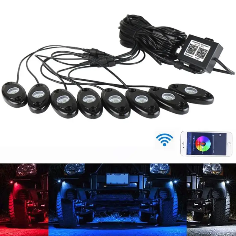 Водонепроницаемый RGB светодиодный светильник s Bluetooth многоцветный неоновый светодиодный светильник комплект для джипа грузовика автомобиля внедорожника светящийся Трейл Rig неоновый светильник s