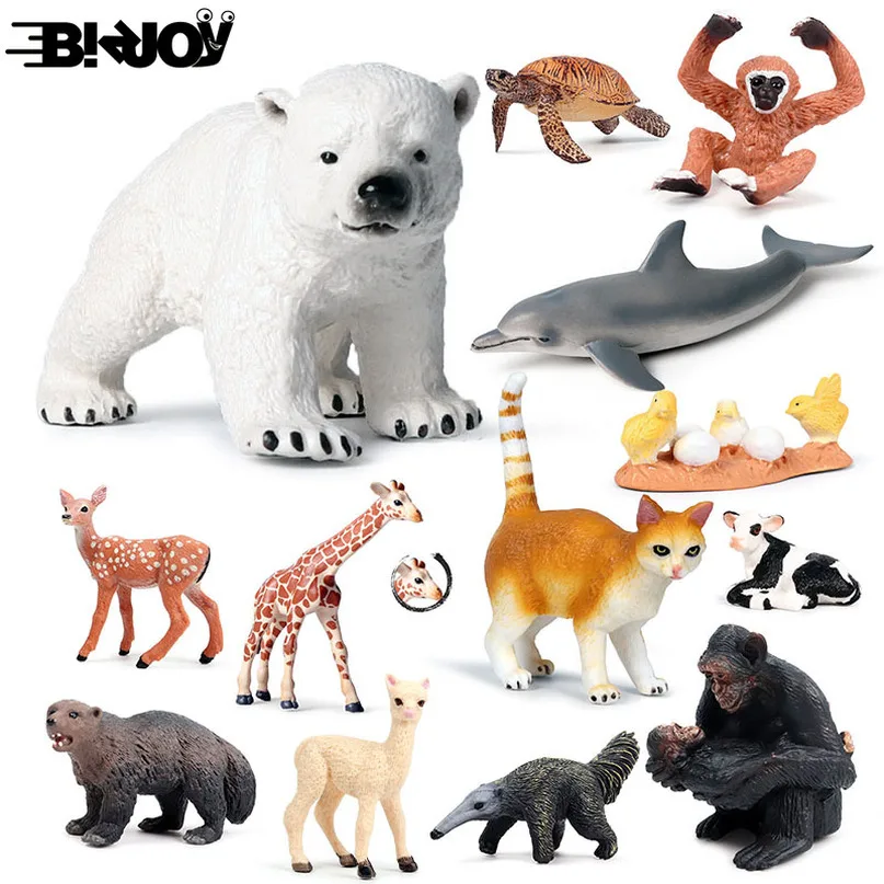 

Little Animal Model Simulation Wildlife Cute Cub Figure Educational Mini Tiger Giraffe Orangutan Toy for Child Kids Decor Gift