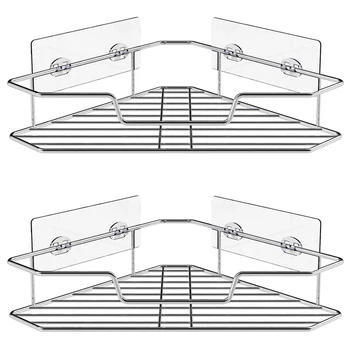 

2-Pack Corner Shower Caddy,Stainless Steel Wide Space Shower Shelf with Adhesive, Hanging Storage Organizer Strong