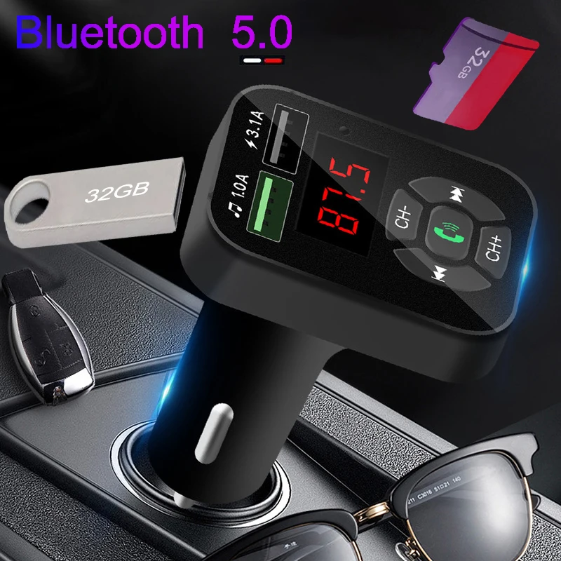 JINSERTA V5.0 Bluetooth FM трансмиттер Автомобильный MP3-плеер TF 32G U диск воспроизведения