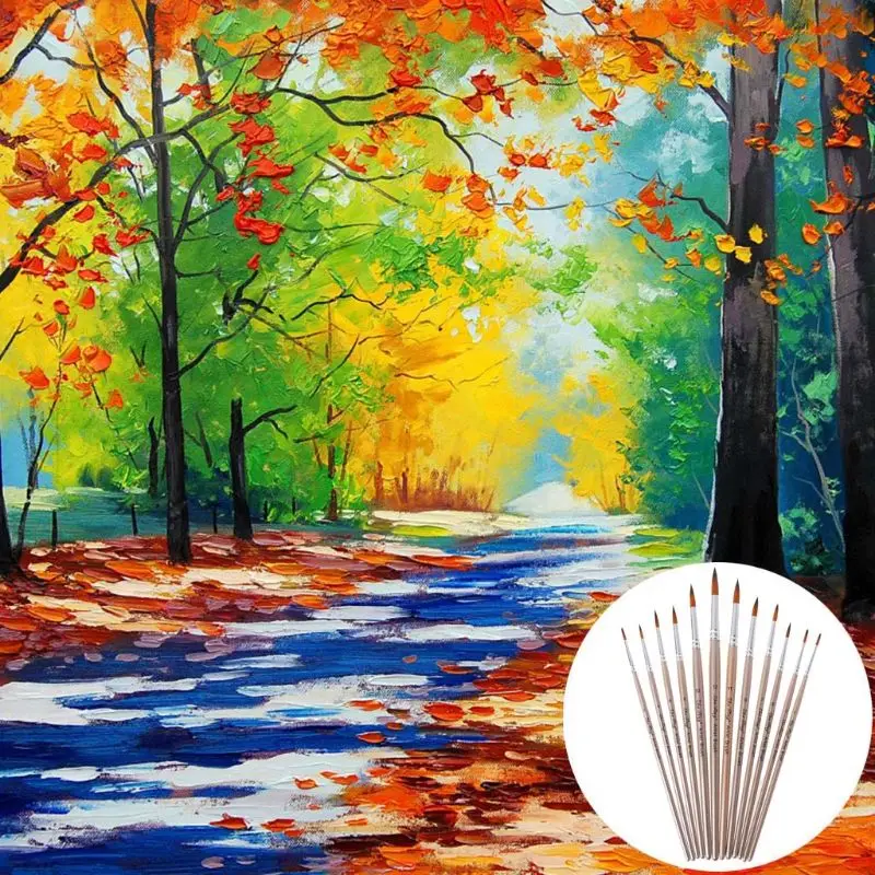 12pcs Spike Paint Brushes Nylon Hair Watercolor Gouache Paintbrushes Art Tools M17F